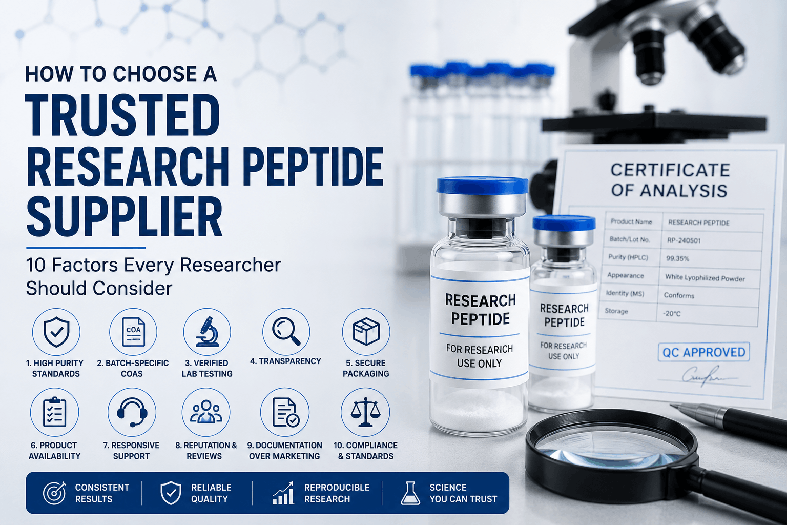 How to Choose a Trusted Research Peptide Supplier: 10 Factors Every Researcher Should Consider